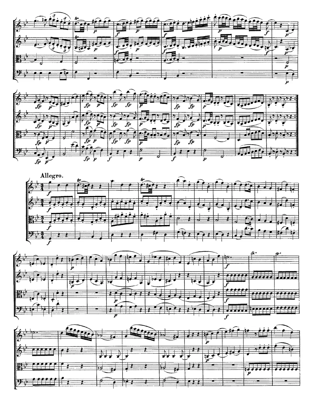 Mozart《Quartet No.6 in Bb Major,K.159》（总谱）