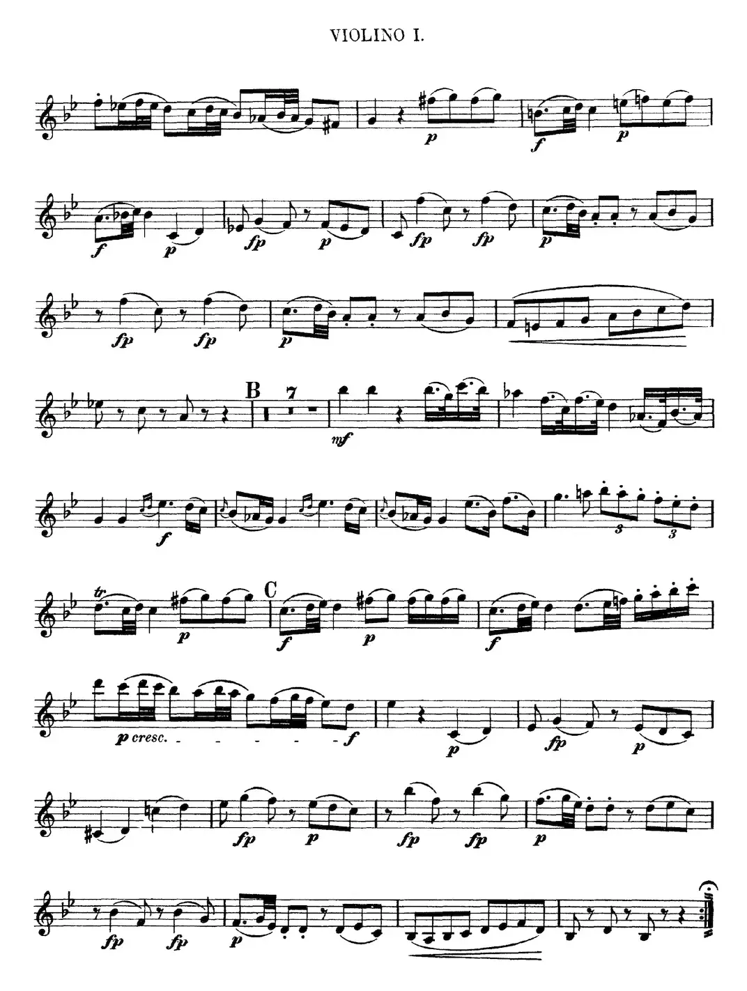 Mozart《Quartet No.6 in Bb Major,K.159》（Violin 1分谱）
