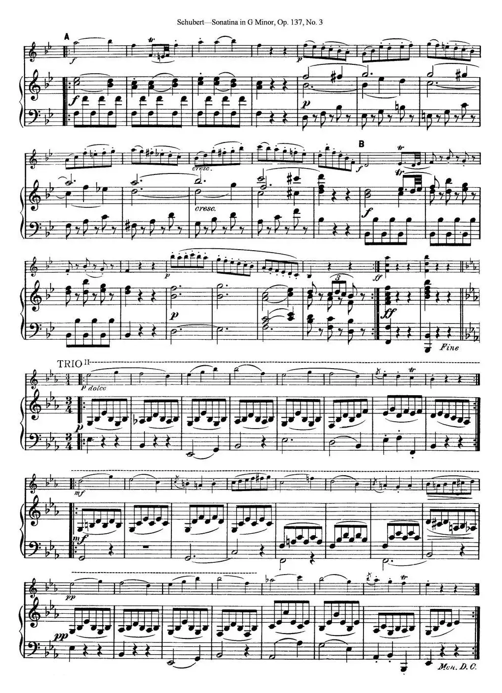 Violin Sonatina in G minor Op.137 No.3（小提琴+钢琴伴奏）