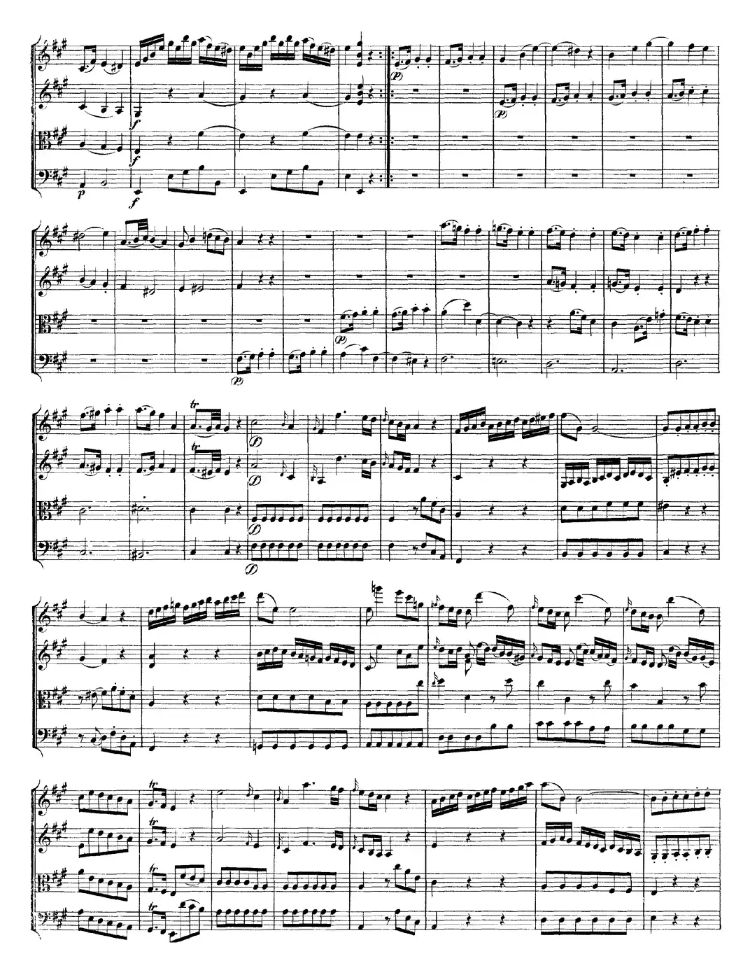 Mozart《Quartet No.9 in A Major,K.169》（总谱）