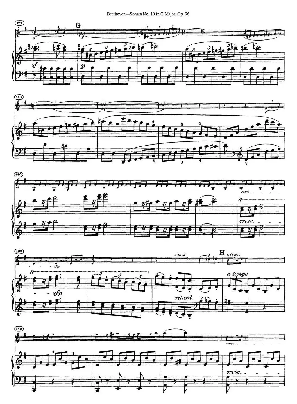 Violin Sonata No.10 in G Major Op.96（小提琴+钢琴伴奏）