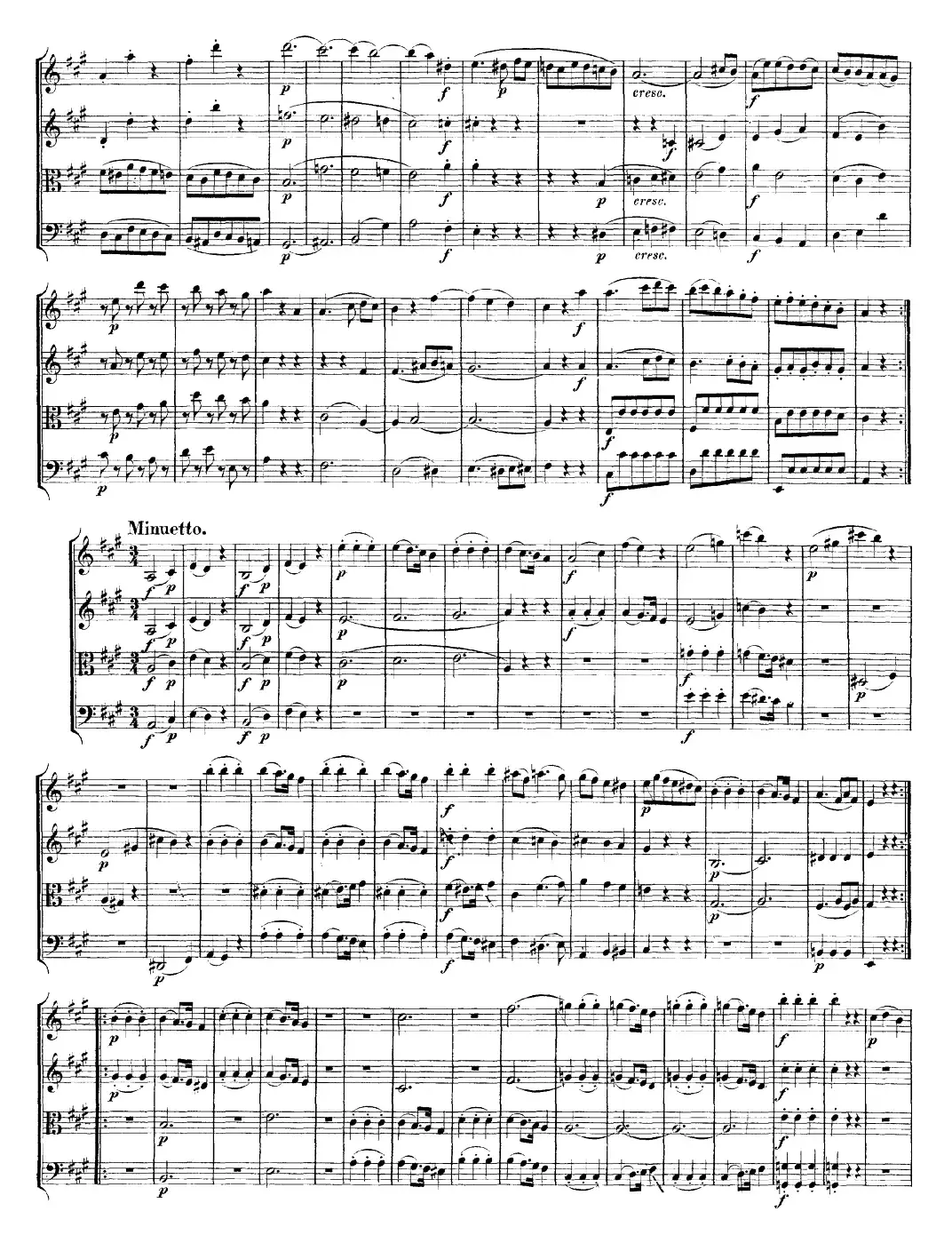 Mozart《Quartet No.18 in A Major,K.464》（总谱）