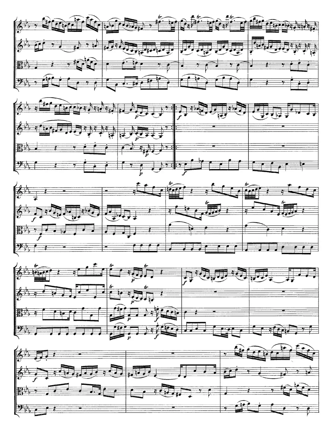 Mozart《Quartet No.11 in Eb Major,K.171》（总谱）