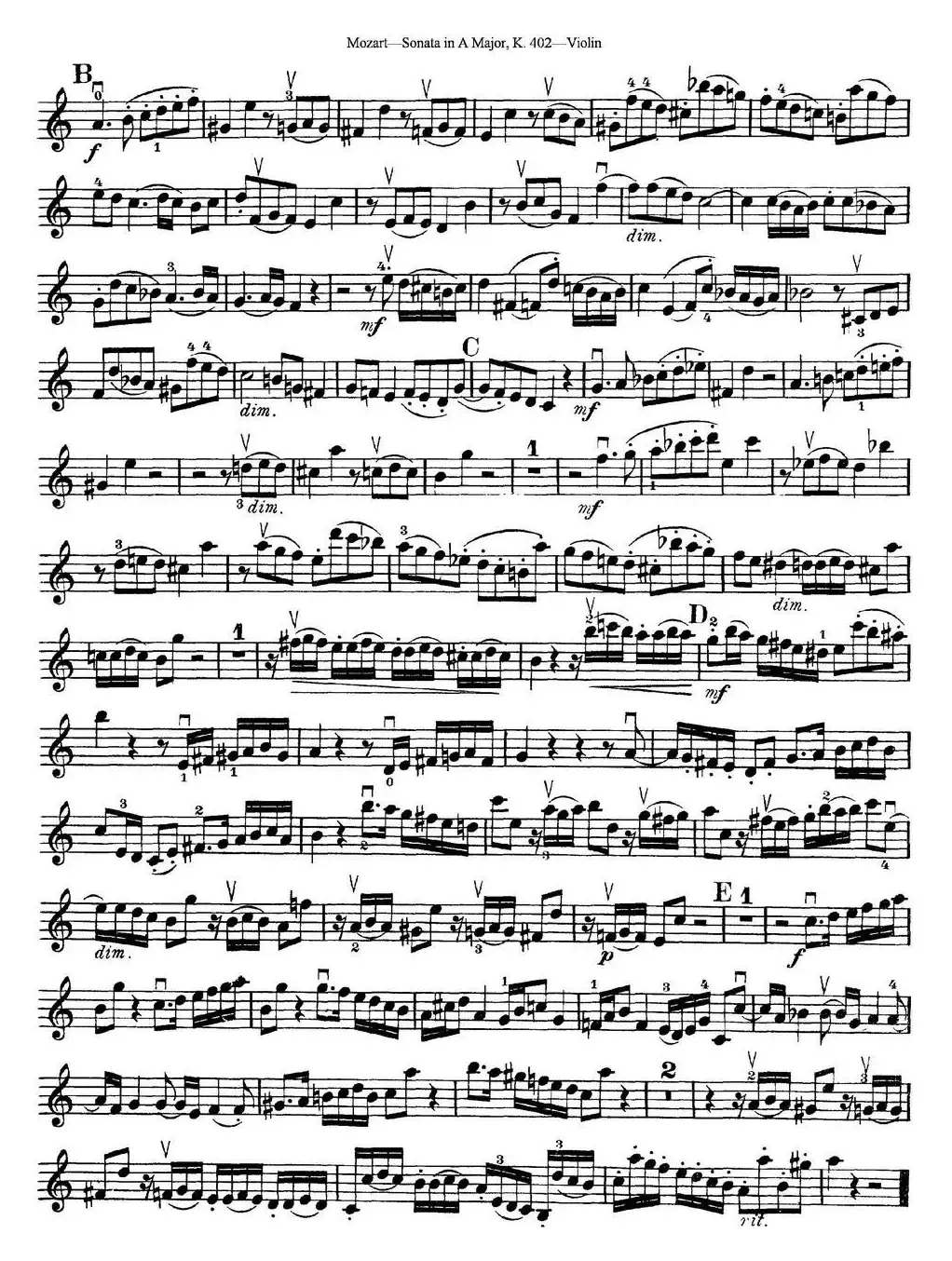 Violin Sonata in A Major K.402