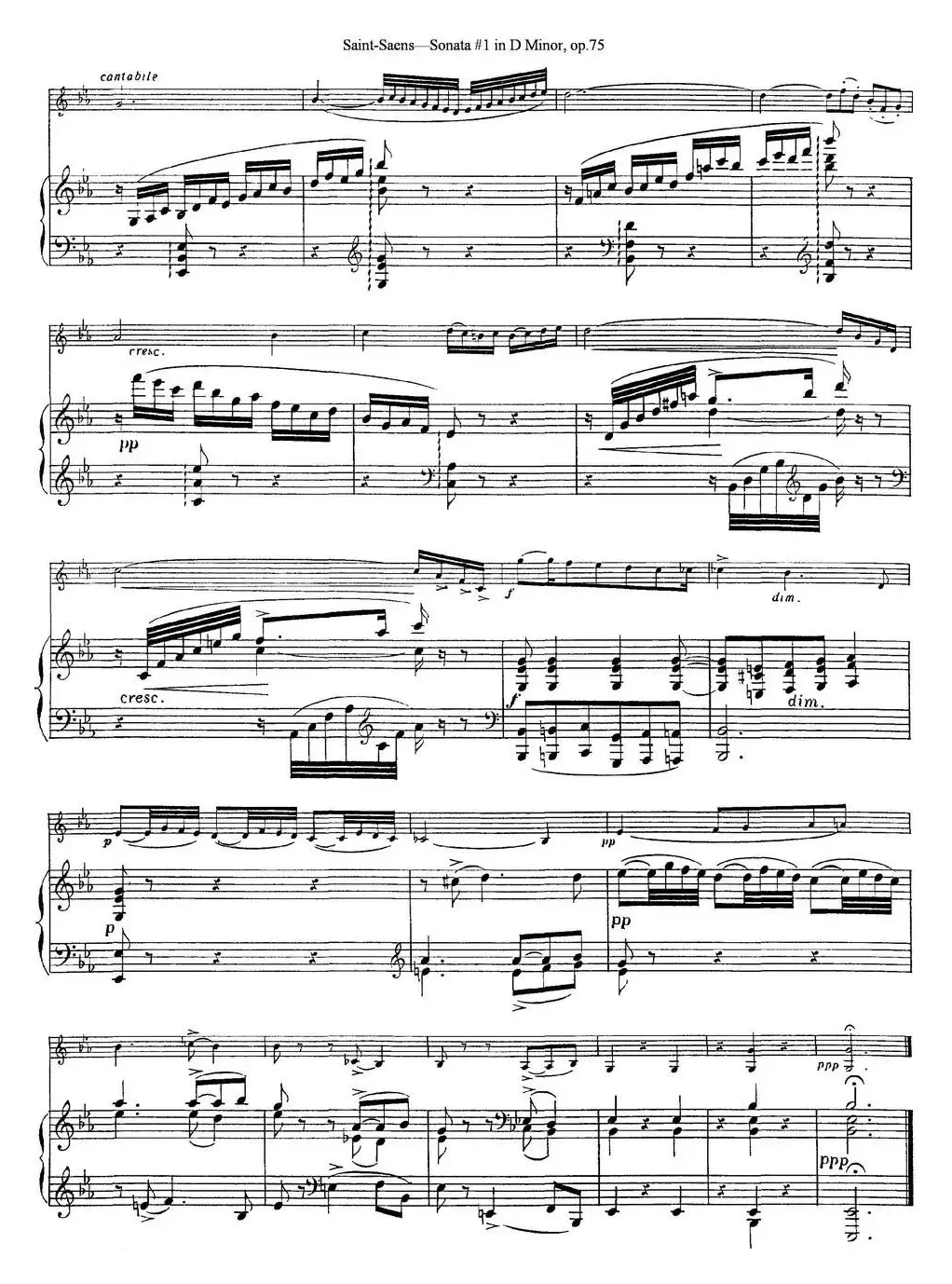 Violin Sonata No.1 in D Minor Op.75（小提琴+钢琴伴奏）