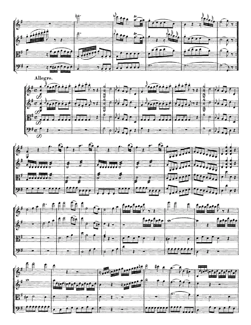 Mozart《Quartet No.1 in G Major,K.80》（总谱）