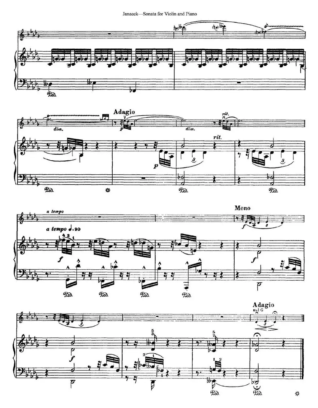 Janacek Sonata for Violin（小提琴+钢琴伴奏）
