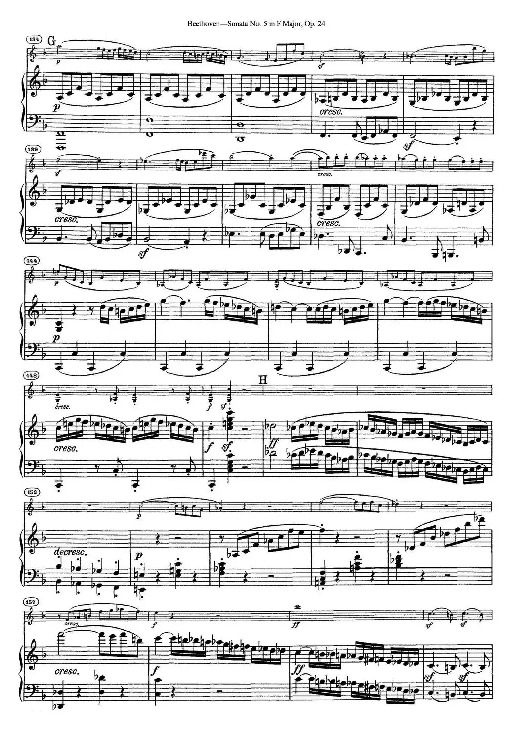 Violin Sonata No.5 in F Major Op.24（小提琴+钢琴伴奏）