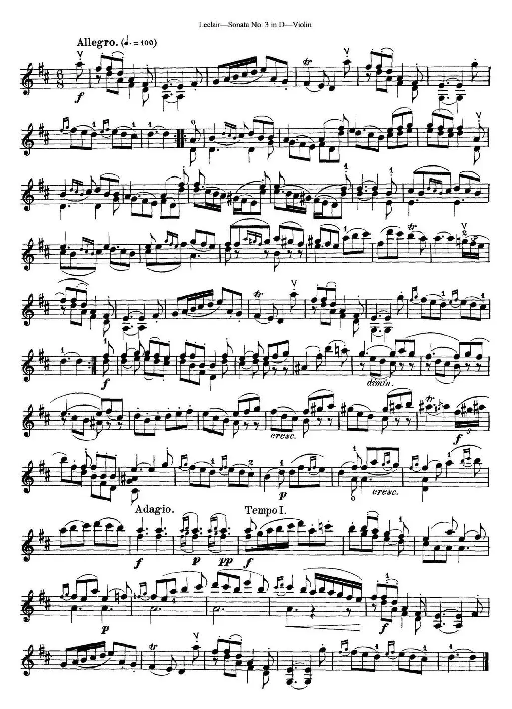Violin Sonata No.3 In D Major