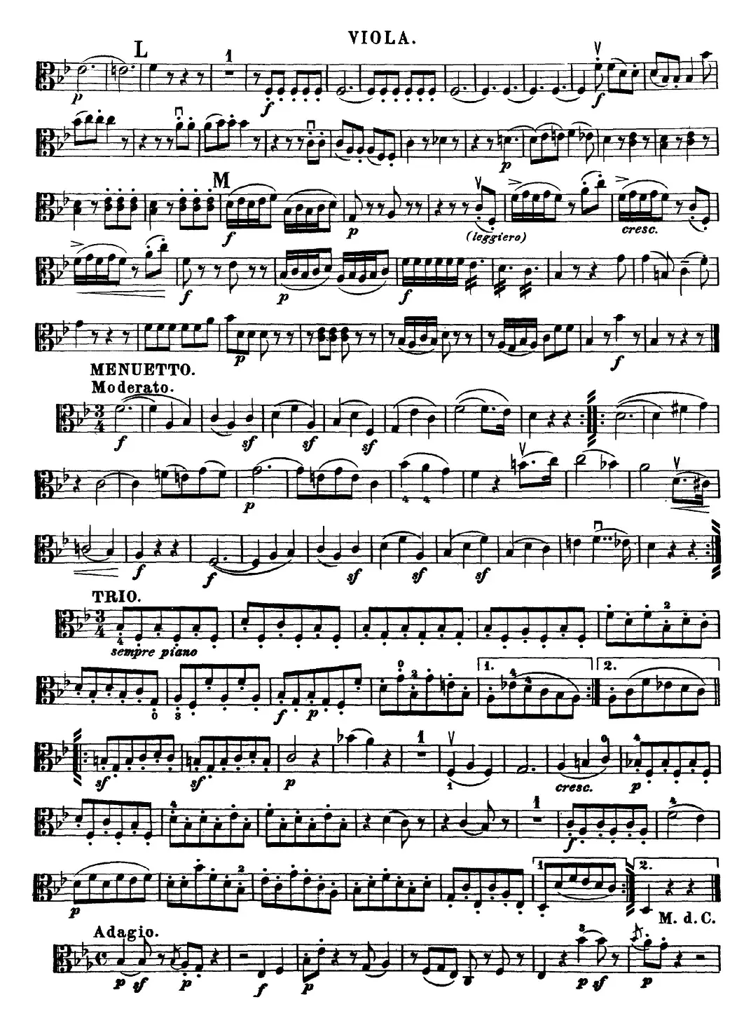 Mozart《Quartet No.17 in Bb Major,K.458》（Viola分谱）