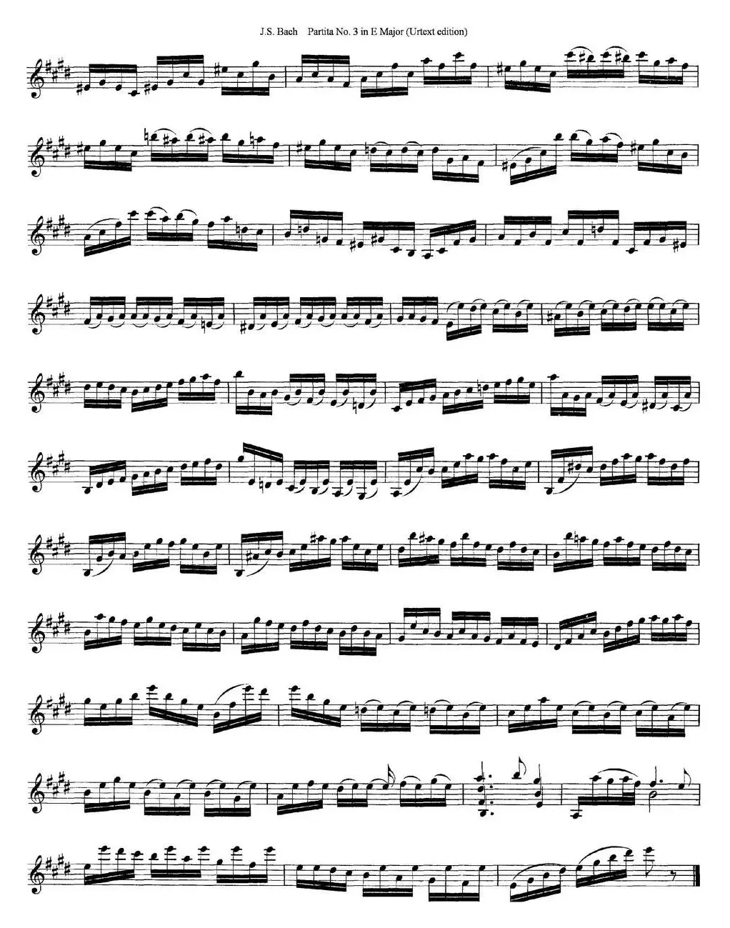 6 Violin Sonatas and Partitas 6.Partita No.3 in E Major（Urtext edition）