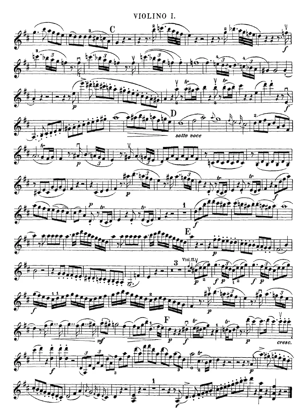 Mozart《Quartet No.21 in D Major,K.575》（Violin 1分谱）