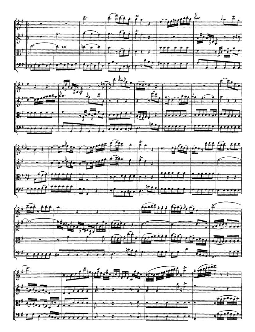 Mozart《Quartet No.1 in G Major,K.80》（总谱）