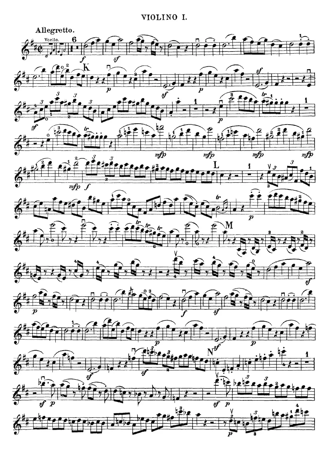 Mozart《Quartet No.21 in D Major,K.575》（Violin 1分谱）