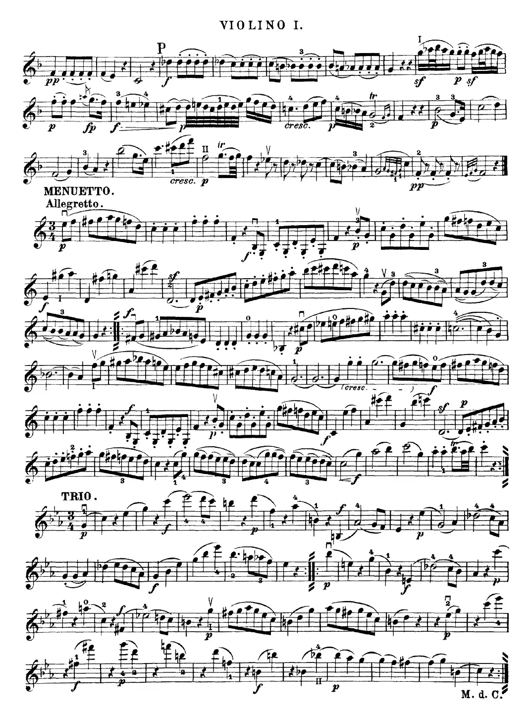 Mozart《Quartet No.19 in C Major,K.465》（Violin 1分谱）