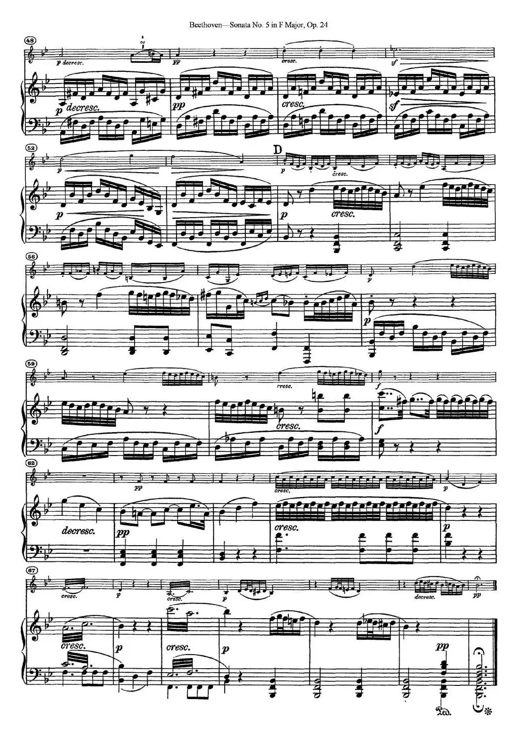 Violin Sonata No.5 in F Major Op.24（小提琴+钢琴伴奏）