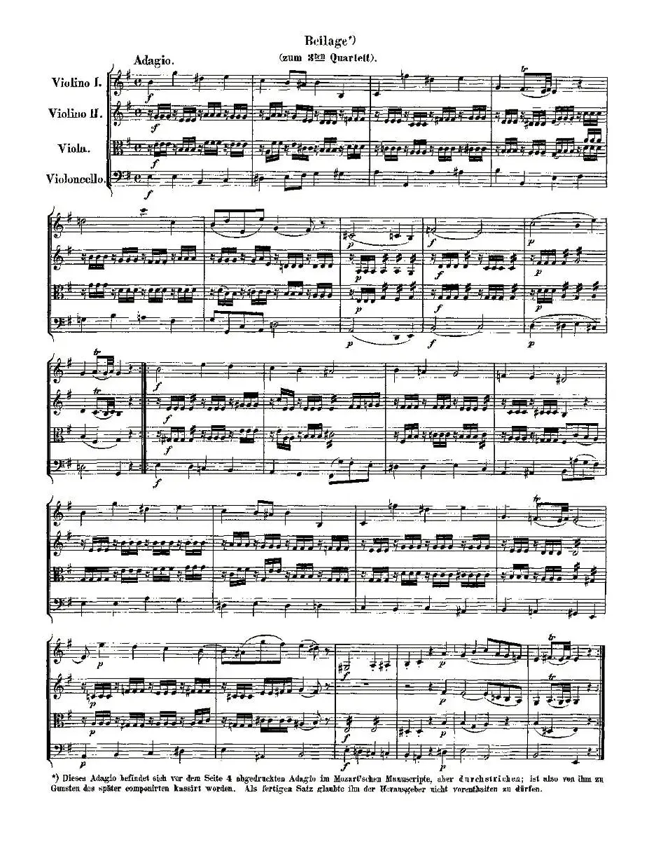 Quartet No. 3 in G Major, K. 156 （G大调第三弦乐四重奏）