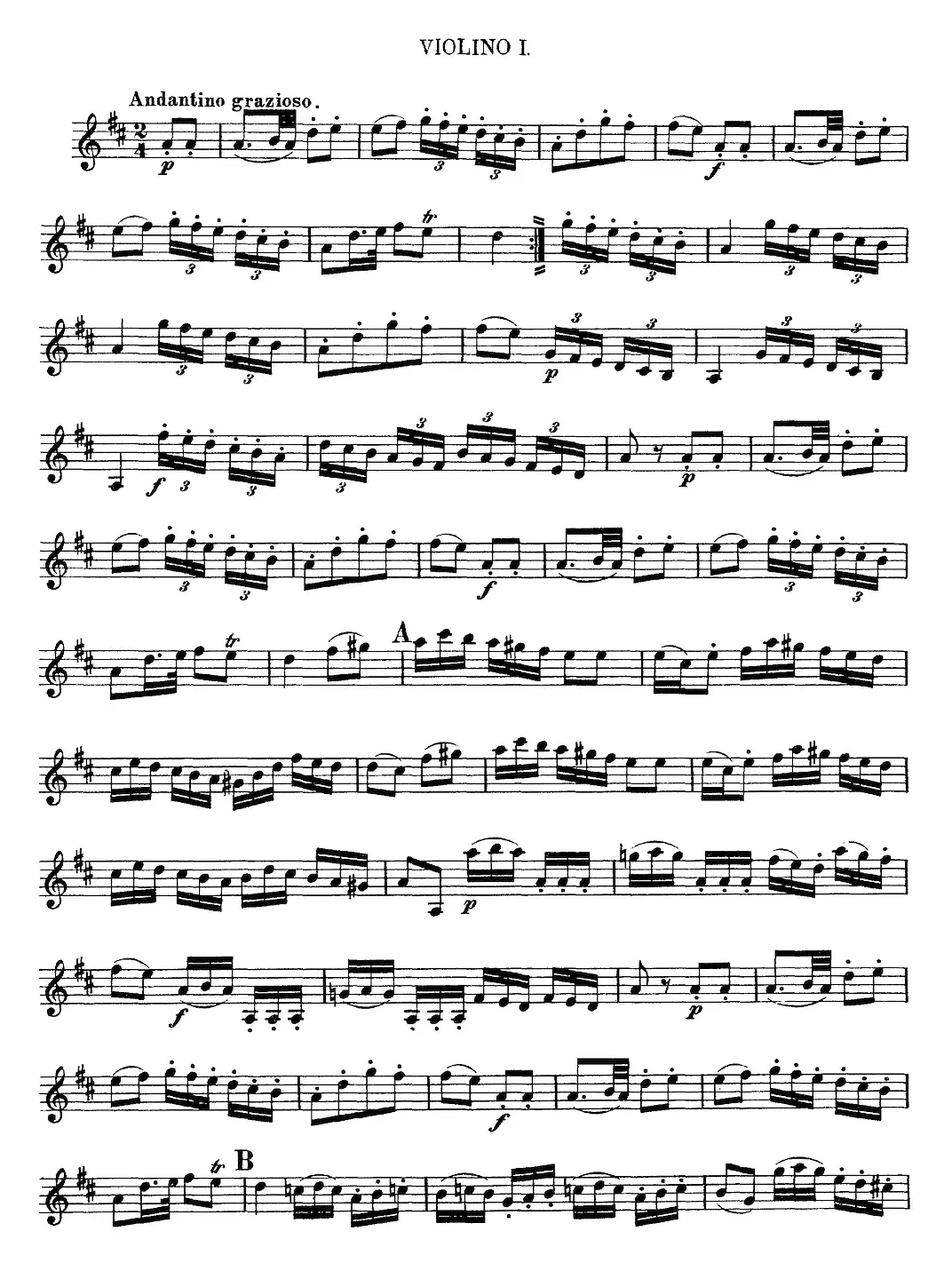 Mozart《Quartet No.13 in D Minor,K.173》（Violin 1分谱）