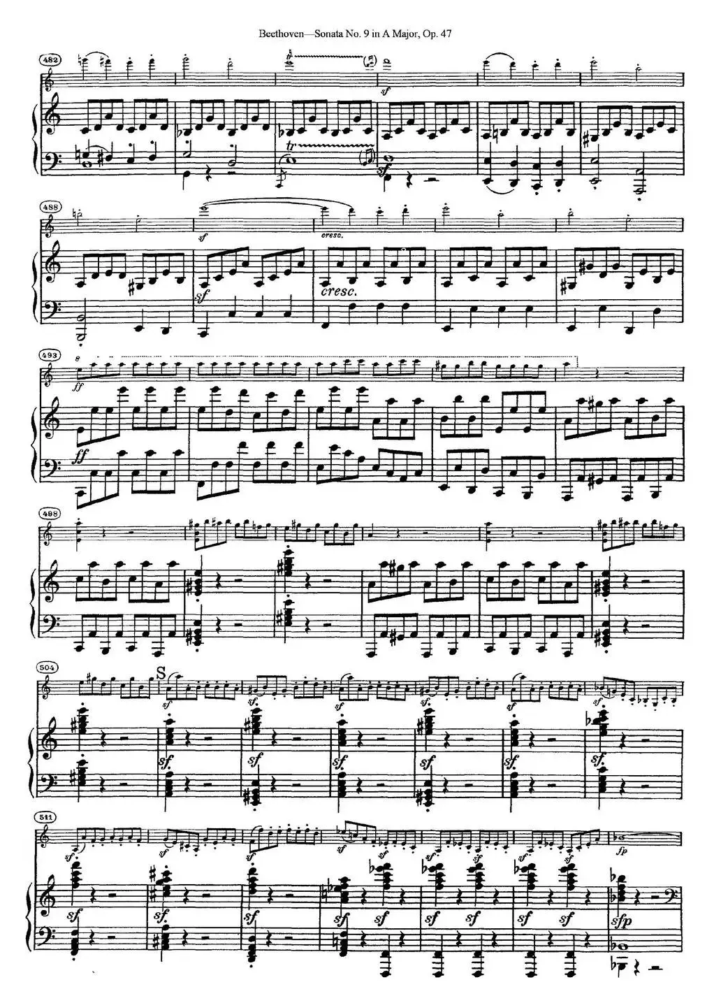 Violin Sonata No.9 in A Major Op.47（小提琴+钢琴伴奏）