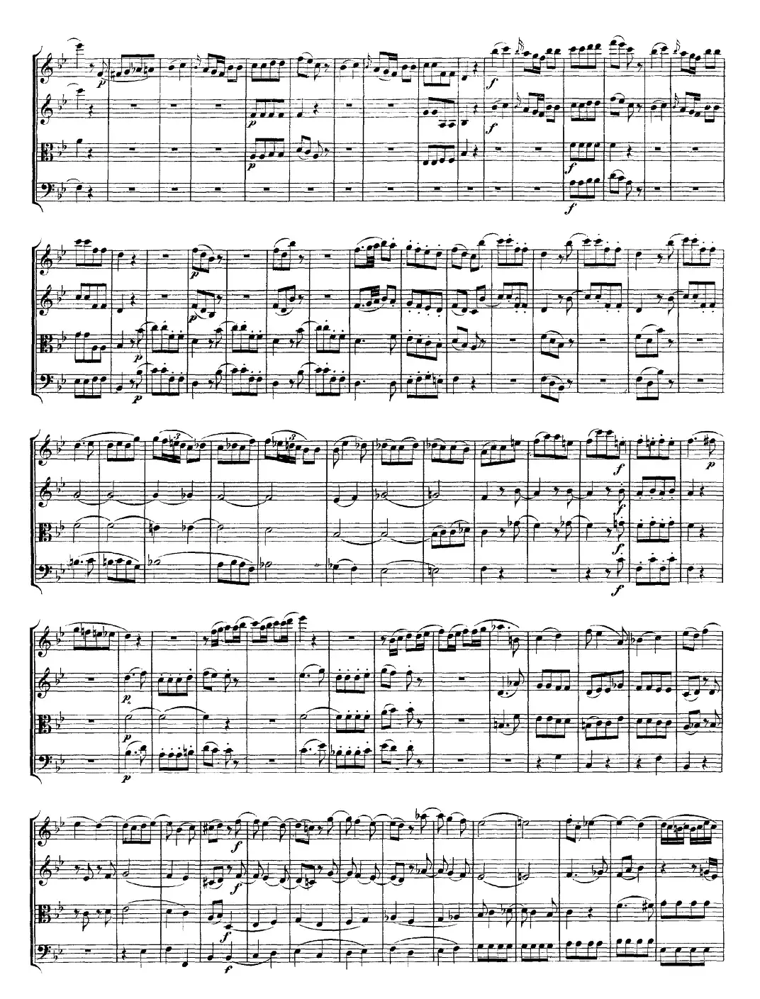 Mozart《Quartet No.17 in Bb Major,K.458》（总谱）