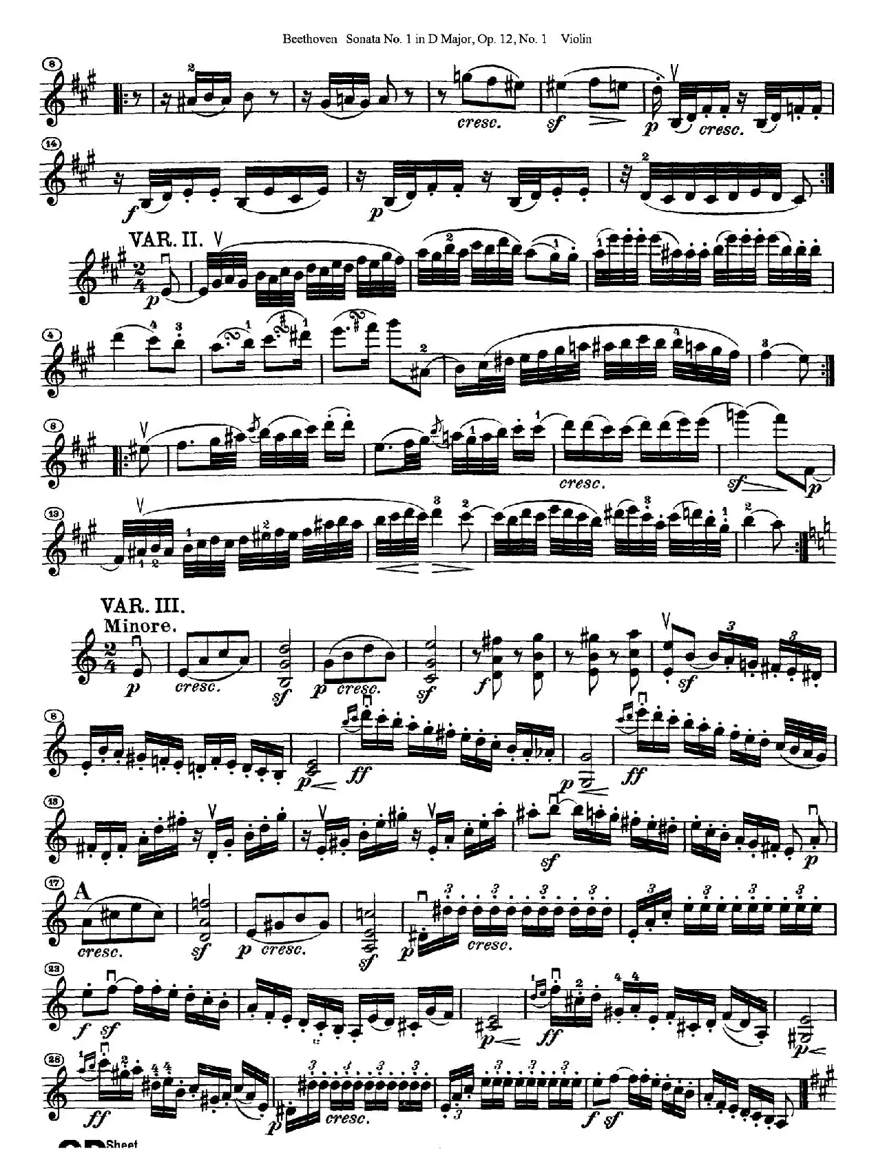 D大调第一小提琴奏鸣曲（Sonata No.1 in D Major Op.12,No.1）