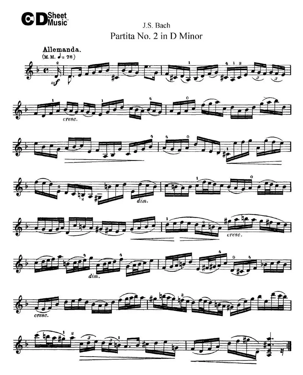 6 Violin Sonatas and Partitas 4.Partita No.2 in D Minor