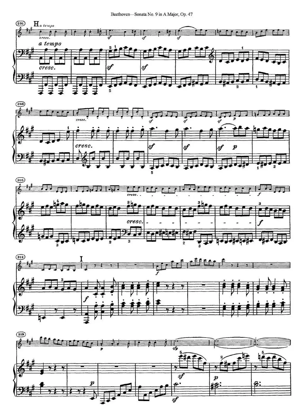 Violin Sonata No.9 in A Major Op.47（小提琴+钢琴伴奏）