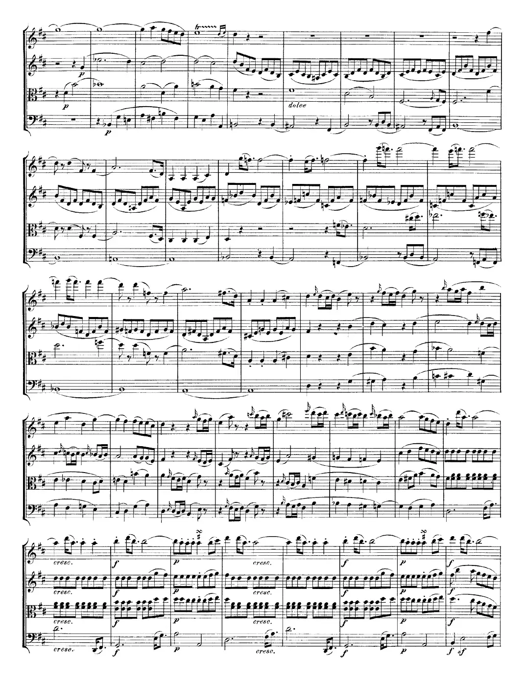 Mozart《Quartet No.20 in D Major,K.499》（总谱）