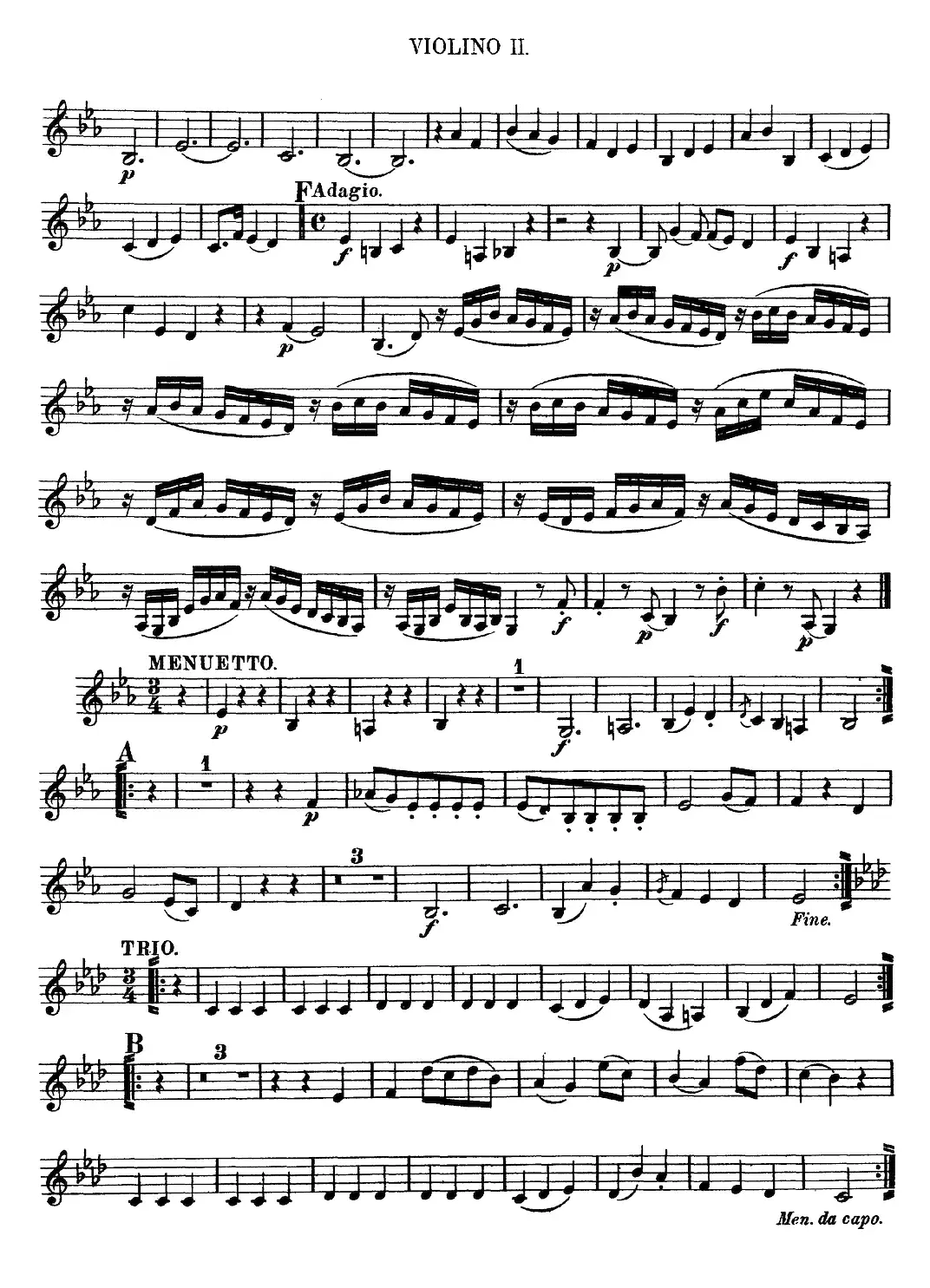 Mozart《Quartet No.11 in Eb Major,K.171》（Violin 2分谱）