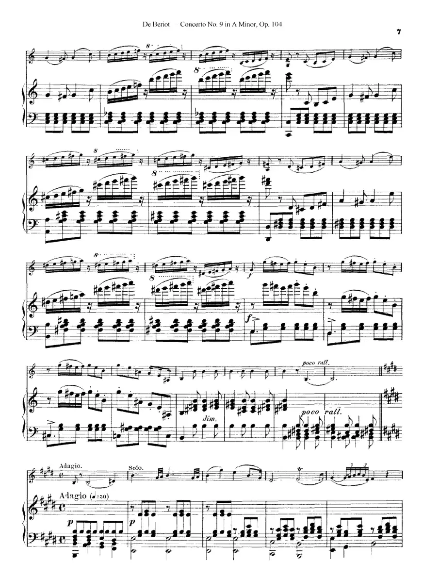 Beriot《Concerto No.9 in A Minor》Op.104（贝里奥《A小调第九小提琴协奏曲》Op.104、小提琴+钢琴伴奏）