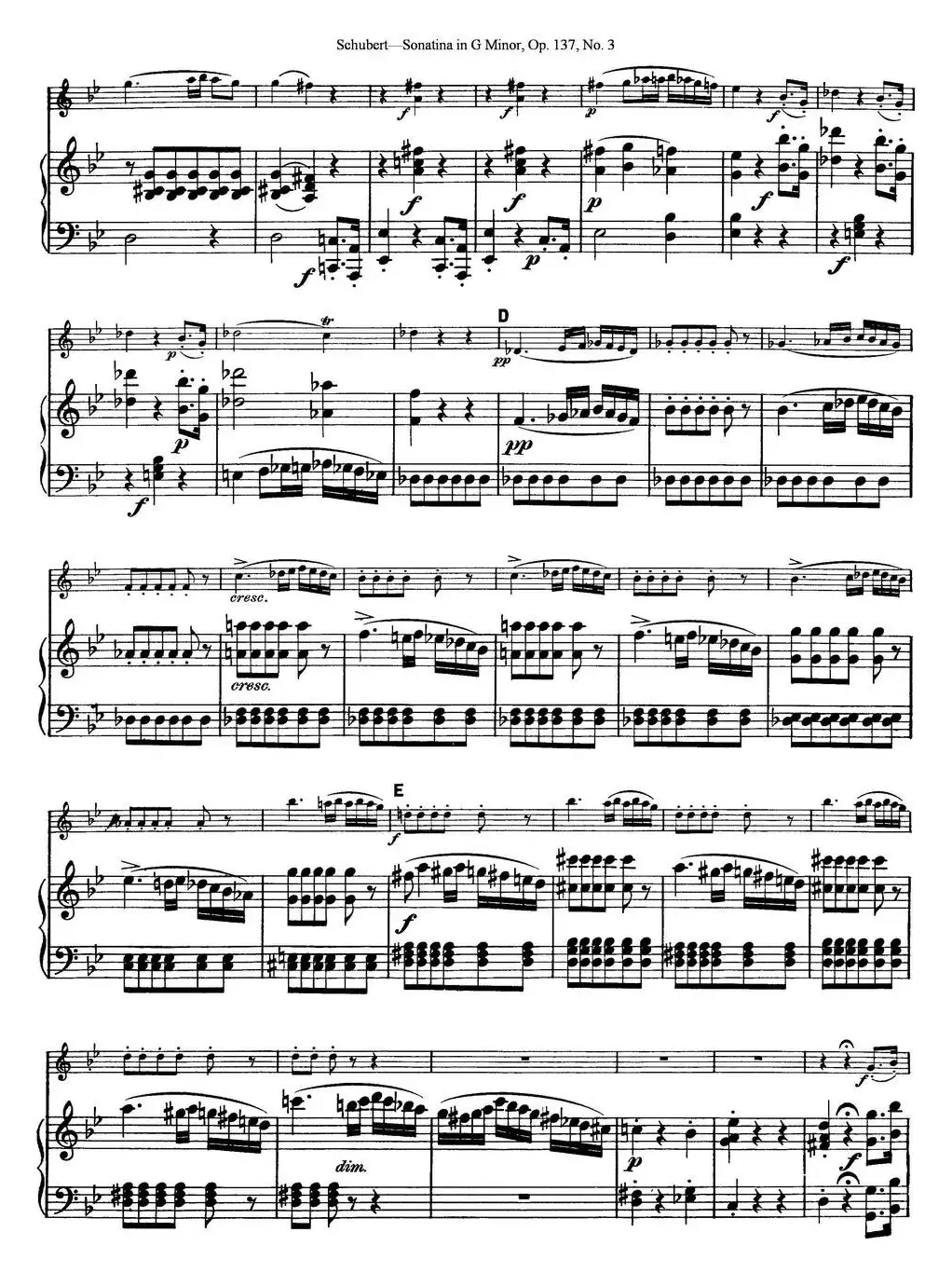 Violin Sonatina in G minor Op.137 No.3（小提琴+钢琴伴奏）