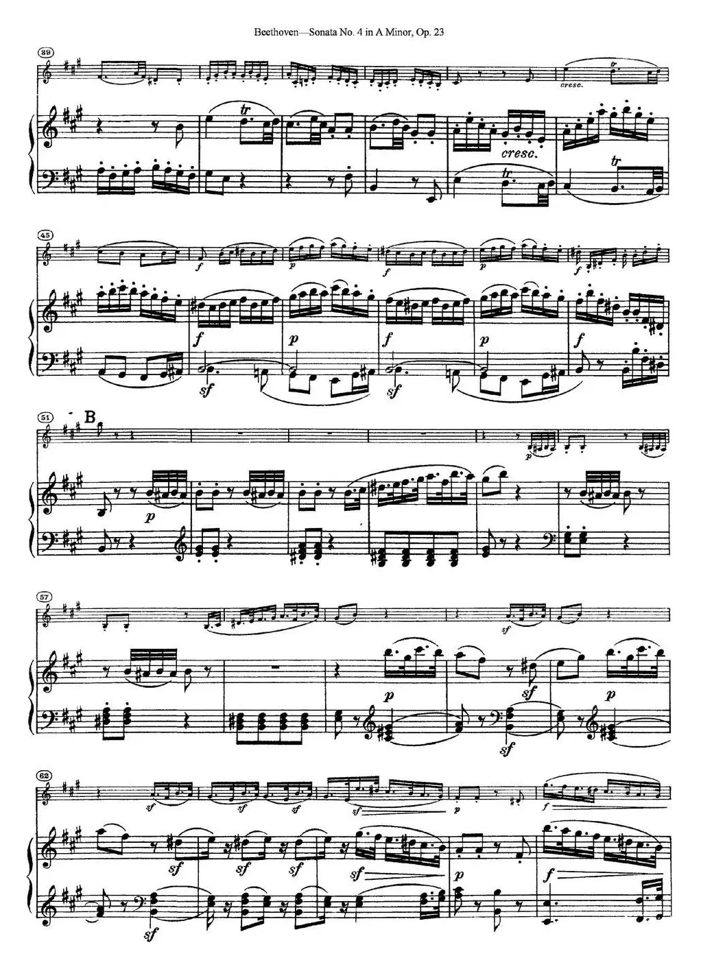 Violin Sonata No.4 in A Minor Op.23（小提琴+钢琴伴奏）