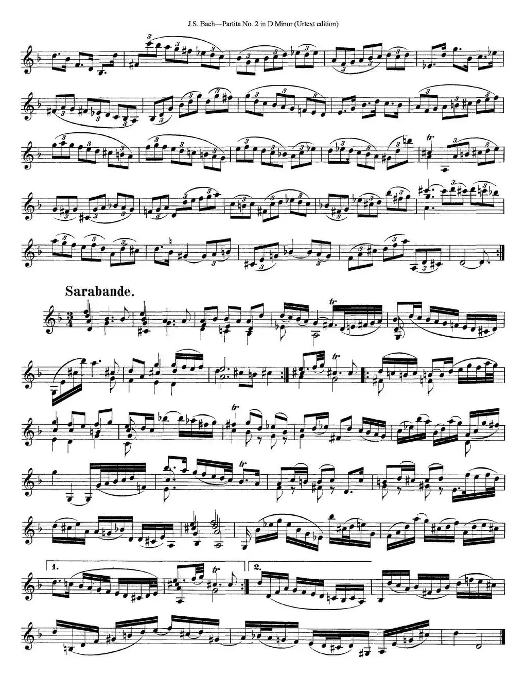 6 Violin Sonatas and Partitas 4.Partita No.2 in D Minor（Urtext edition）