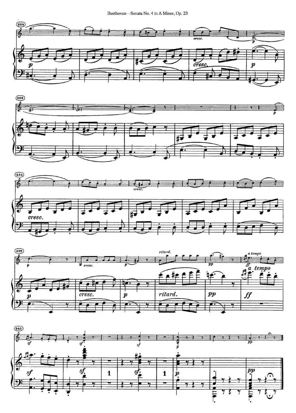 Violin Sonata No.4 in A Minor Op.23（小提琴+钢琴伴奏）