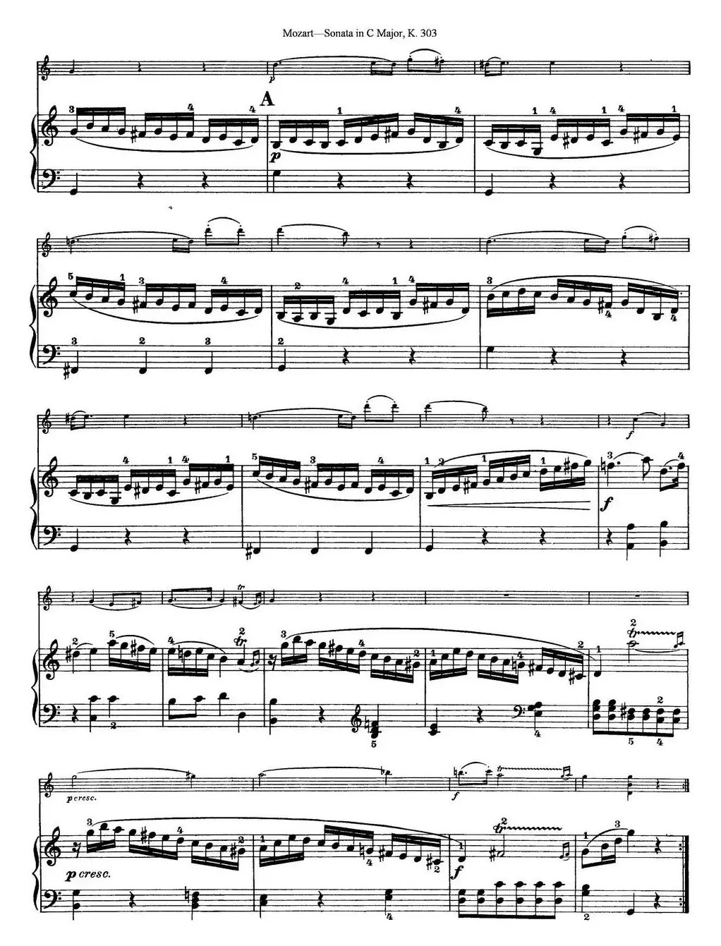 Violin Sonata in C Major K.303（小提琴+钢琴伴奏）
