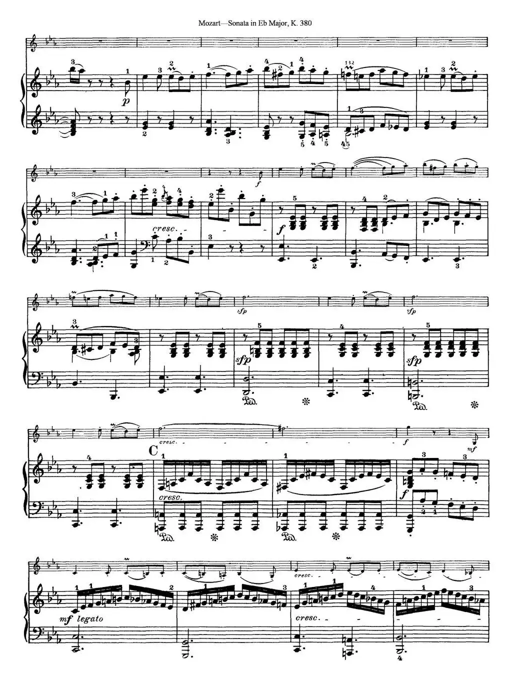 Violin Sonata in Eb Major K.380（小提琴+钢琴伴奏）