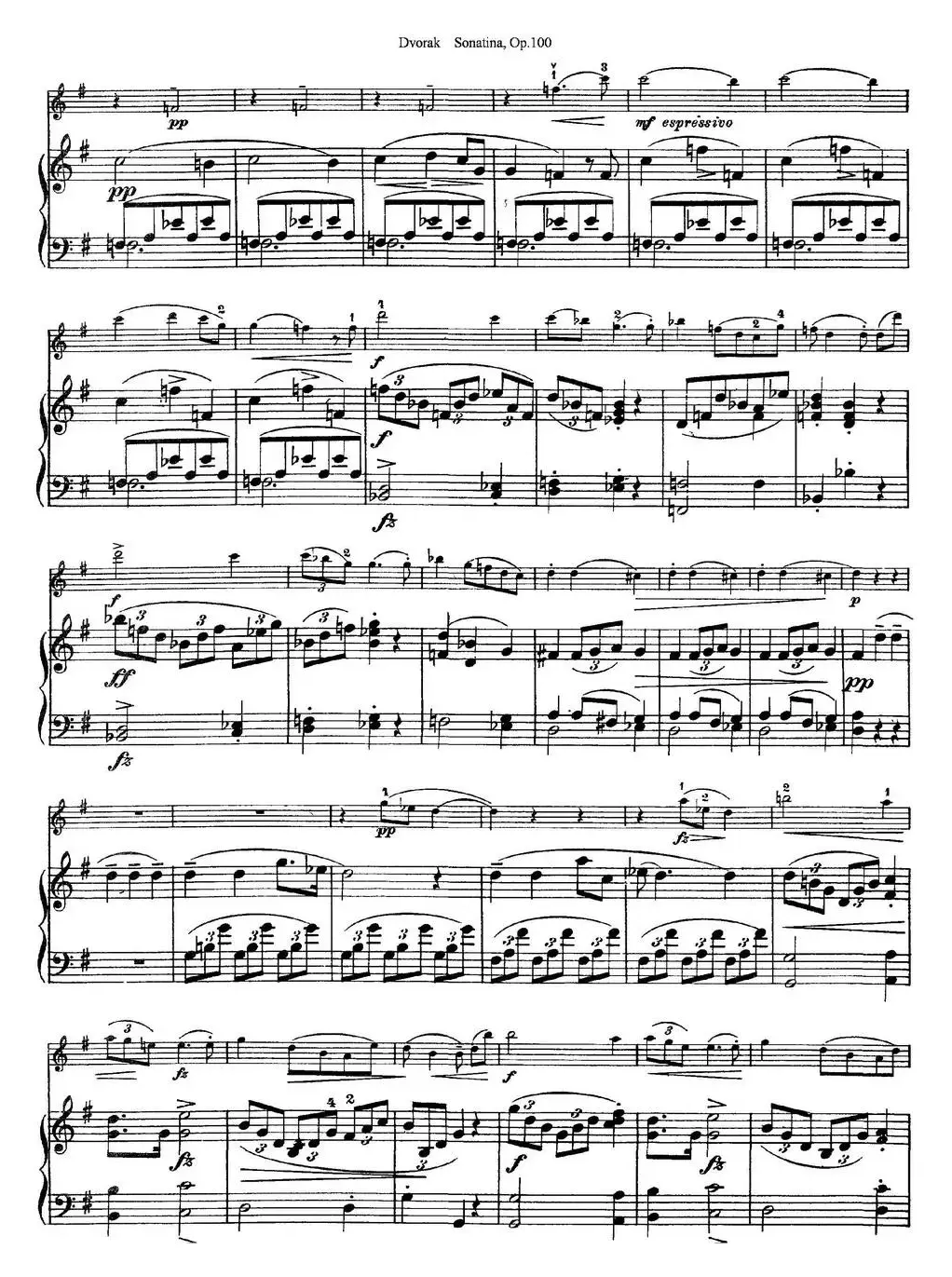 Violin Sonatina Op.100（小提琴+钢琴伴奏）