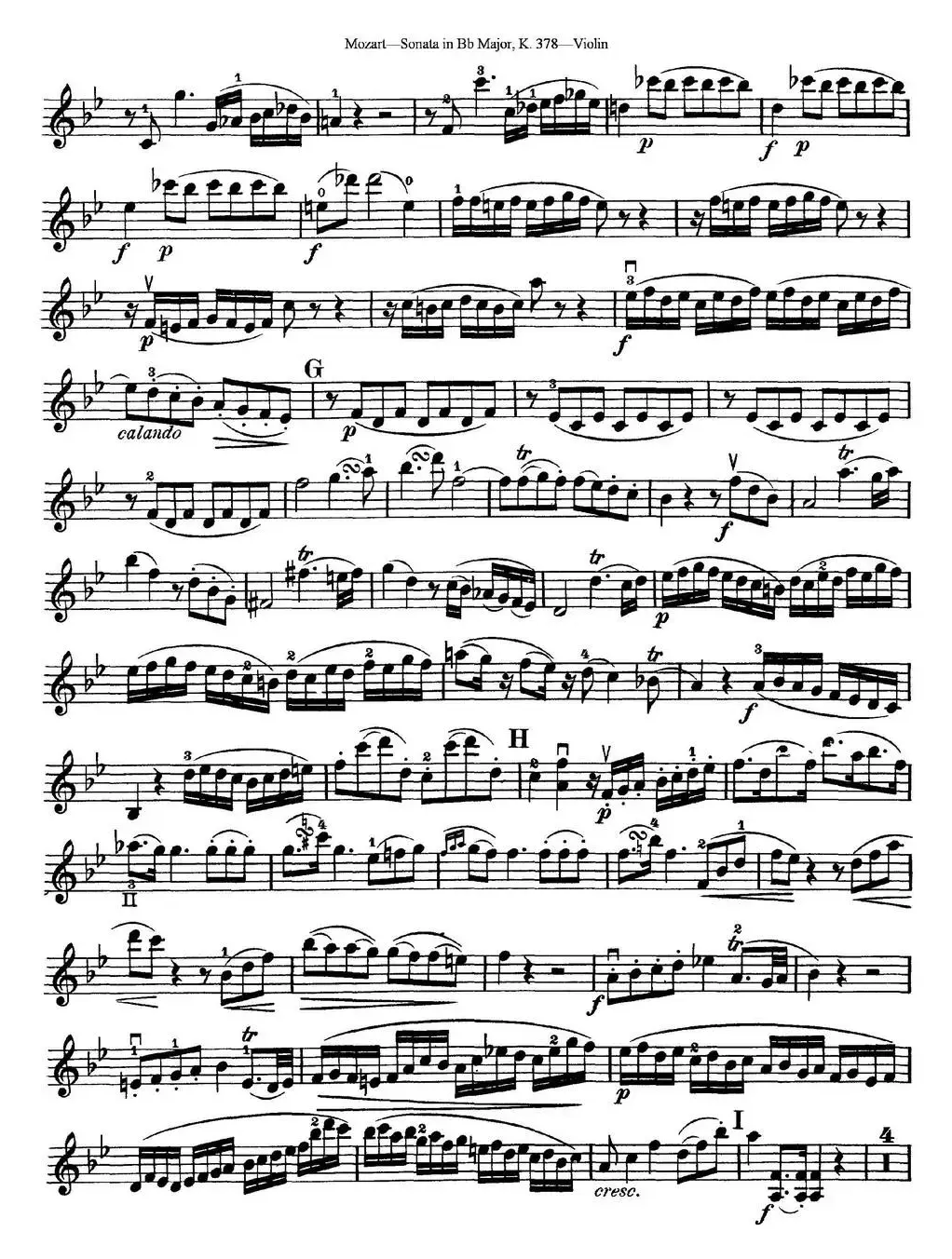 Violin Sonata in Bb Major K.378