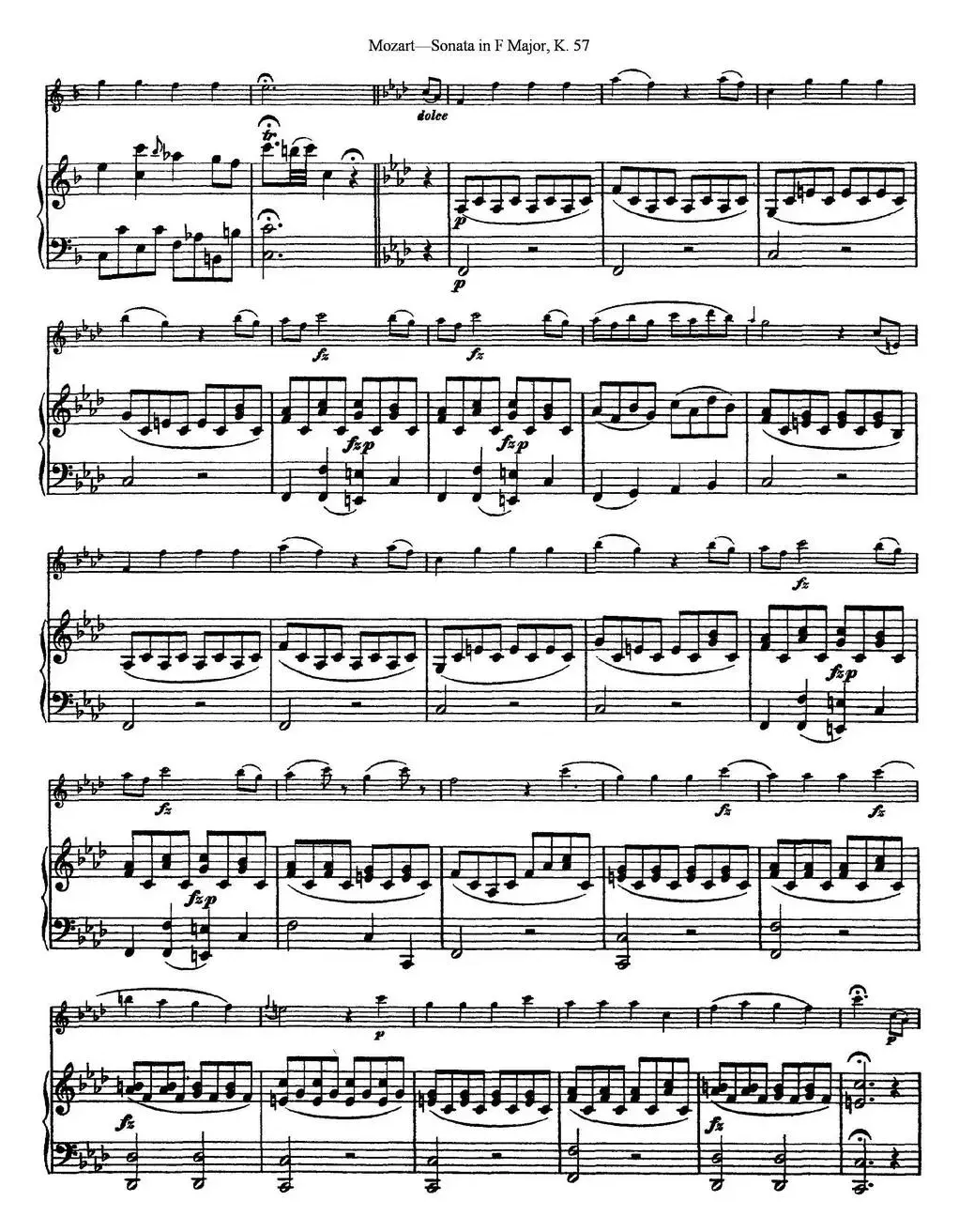 Violin Sonata in F Major K.357（小提琴+钢琴伴奏）