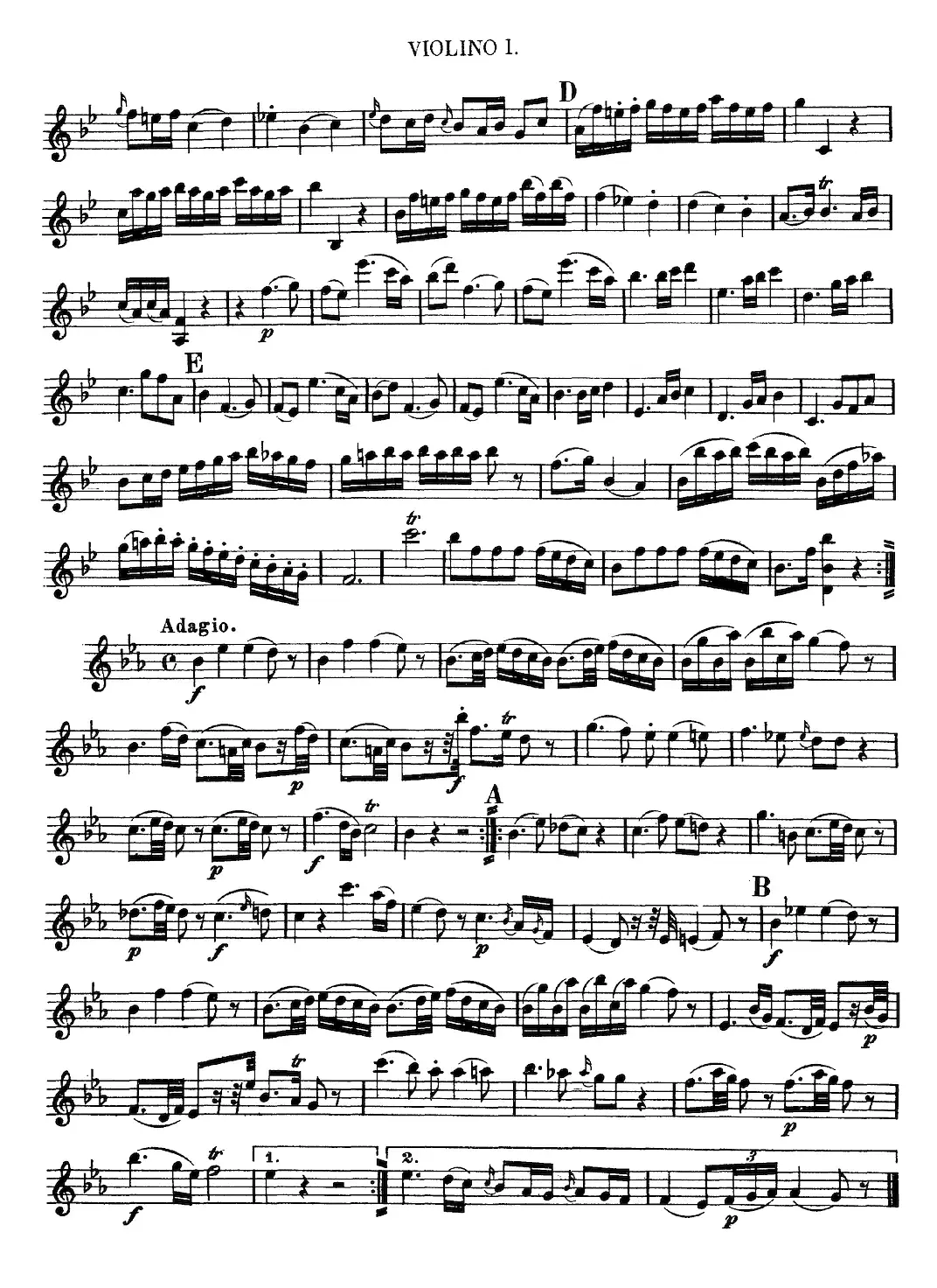 Mozart《Quartet No.12 in Bb Major,K.172》（Violin 1分谱）
