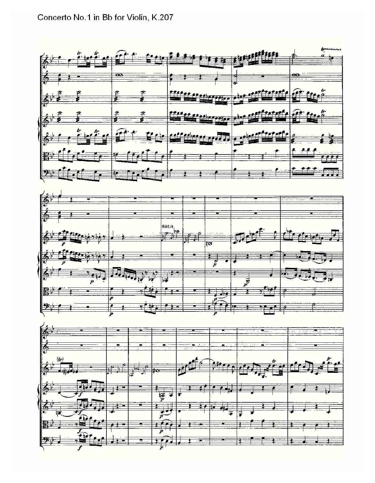 Concerto No.1 in Bb for Violin, K.207（Bb调小提琴第一协奏曲）