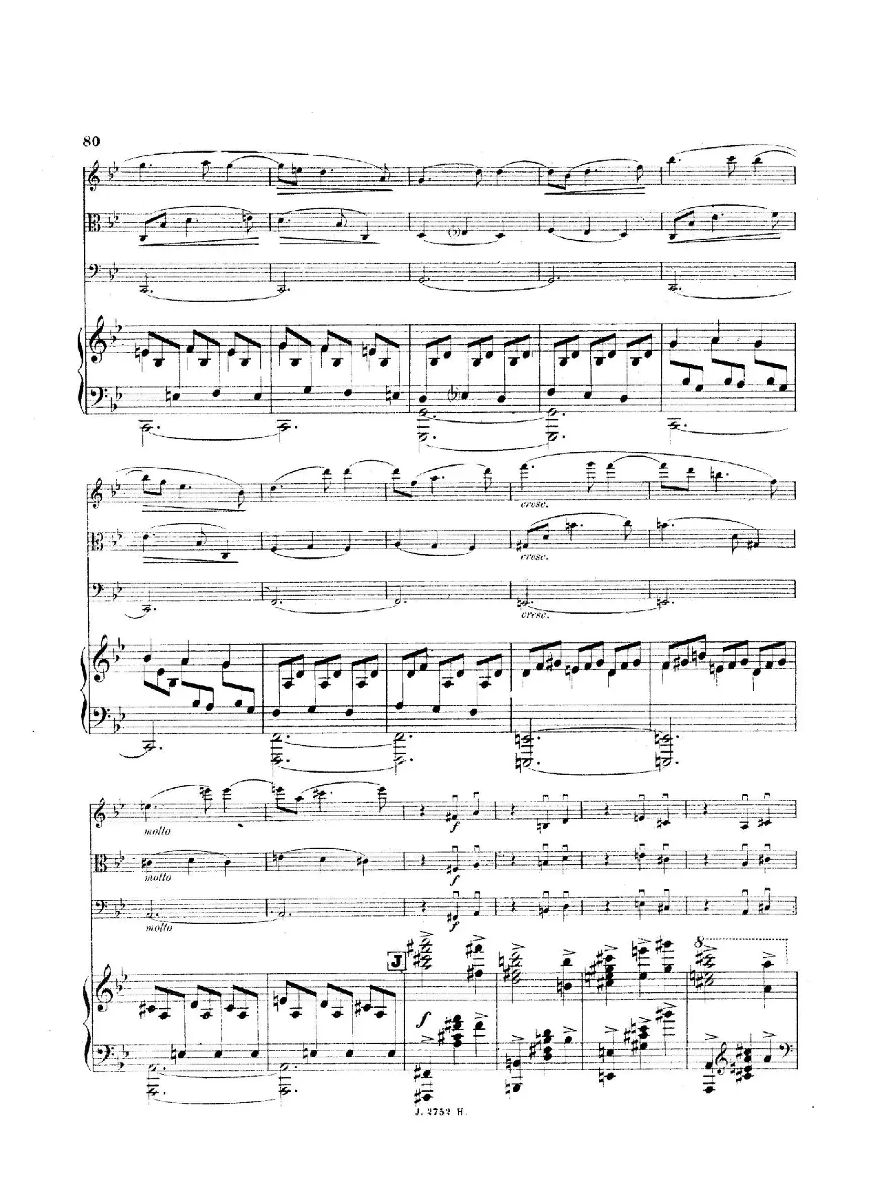 Piano Quartet No.2 in g Minor Op.45（g小调第二钢琴四重奏总谱）