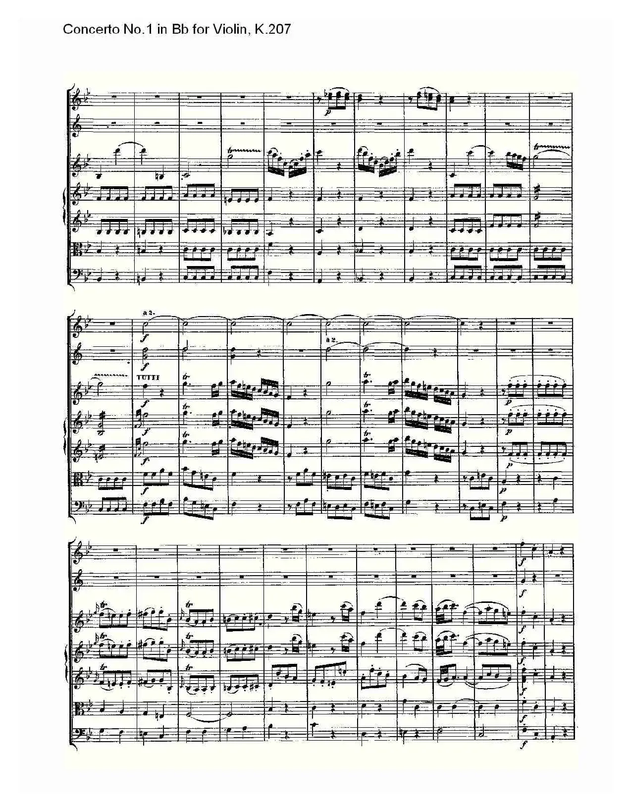 Concerto No.1 in Bb for Violin, K.207（Bb调小提琴第一协奏曲）