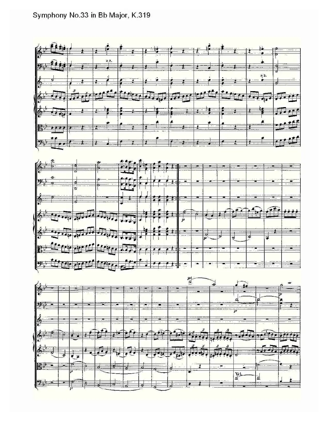 Symphony No.33 in Bb Major, K.319（Bb大调第三十三交响曲K.31）