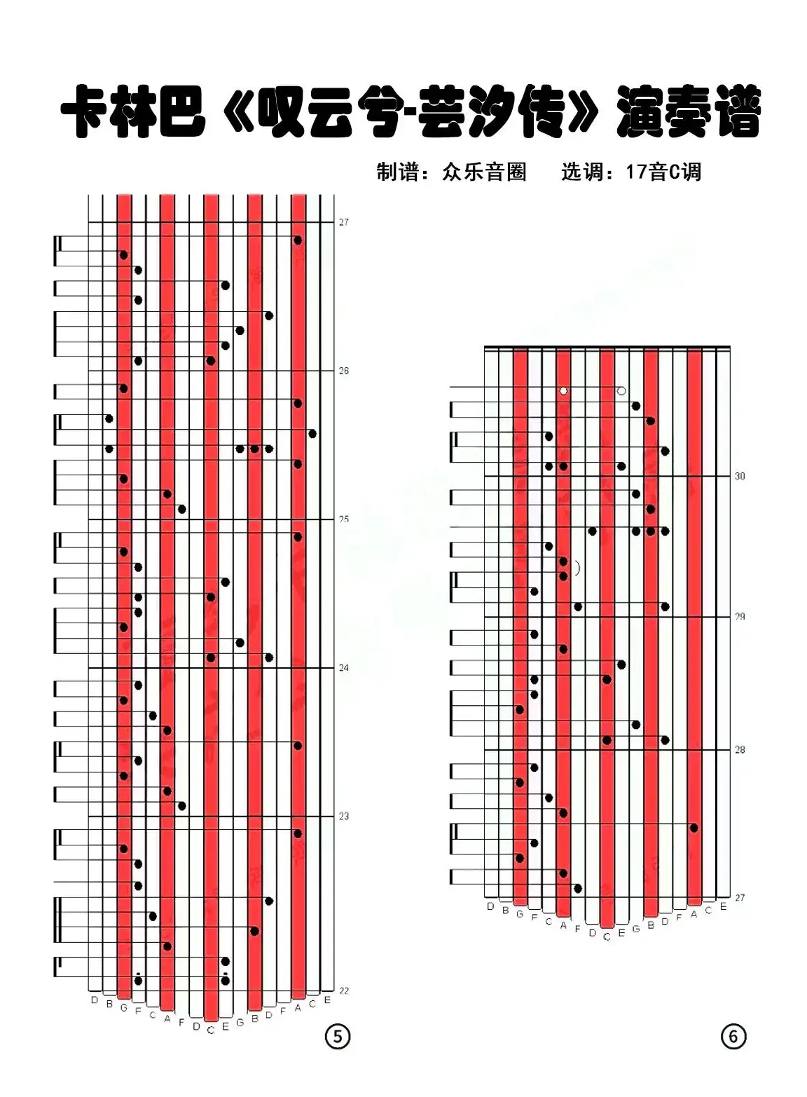 叹云兮（拇指琴卡林巴琴演奏谱）