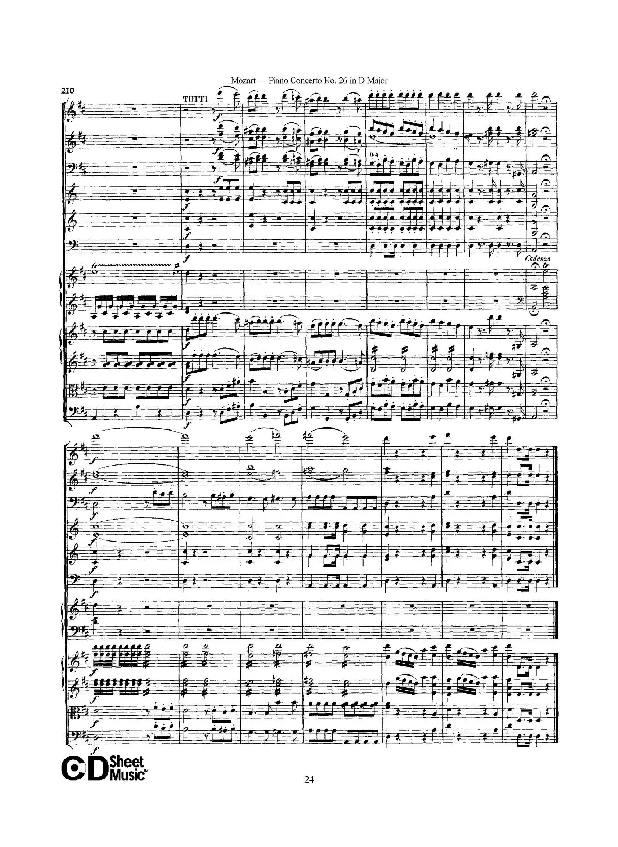 Piano Concerto No.26 in D Major  K.537（D大调第二十六钢琴协奏曲总谱）