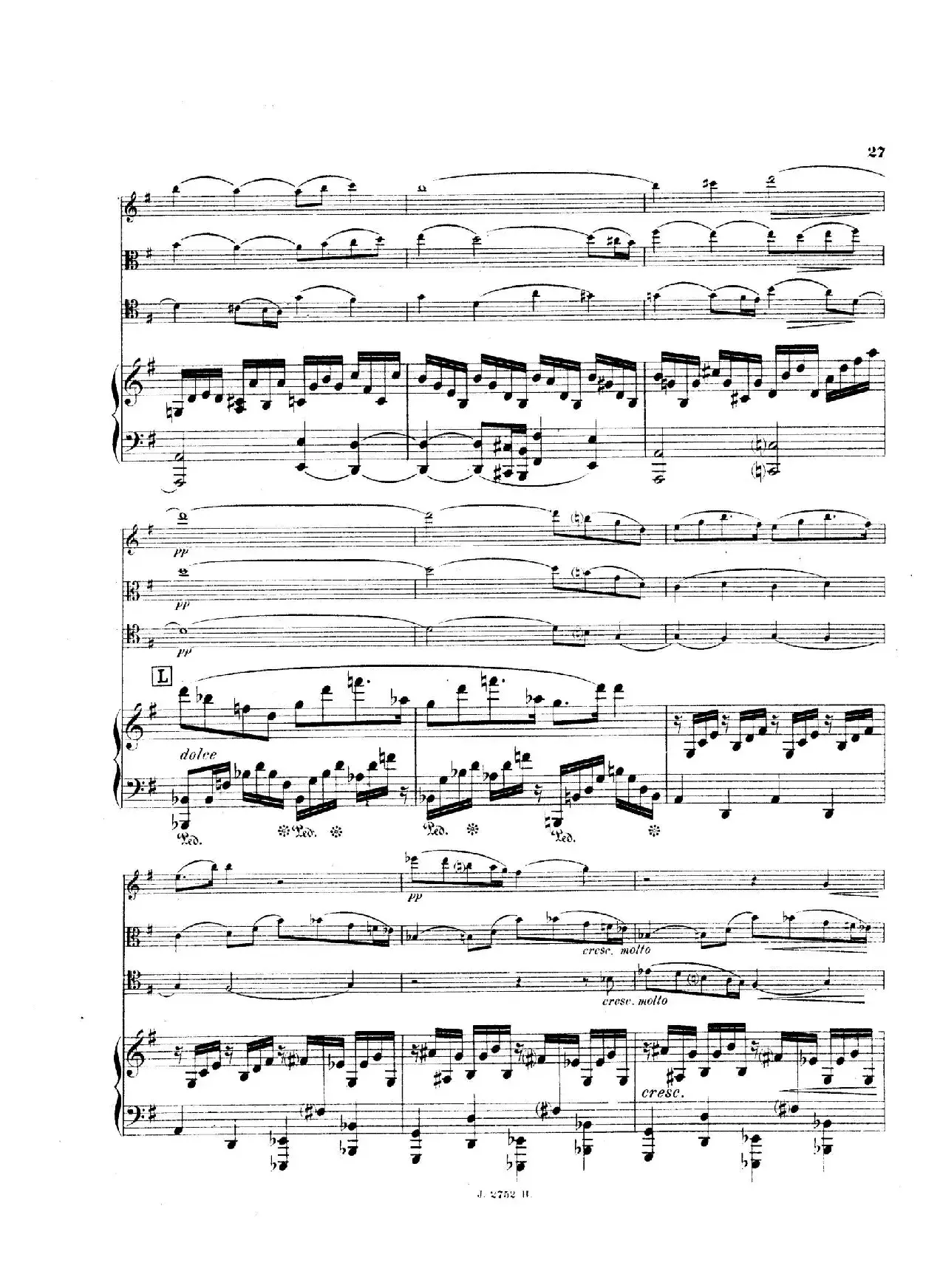 Piano Quartet No.2 in g Minor Op.45（g小调第二钢琴四重奏总谱）