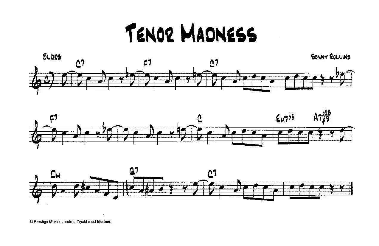 降B爵士乐谱：TENOR MADNESS