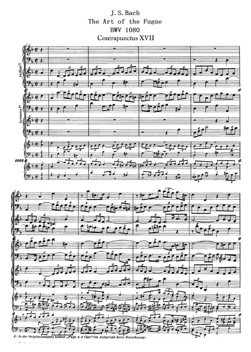 The Art of the Fugue BWV 1080（赋格的艺术-XVII）