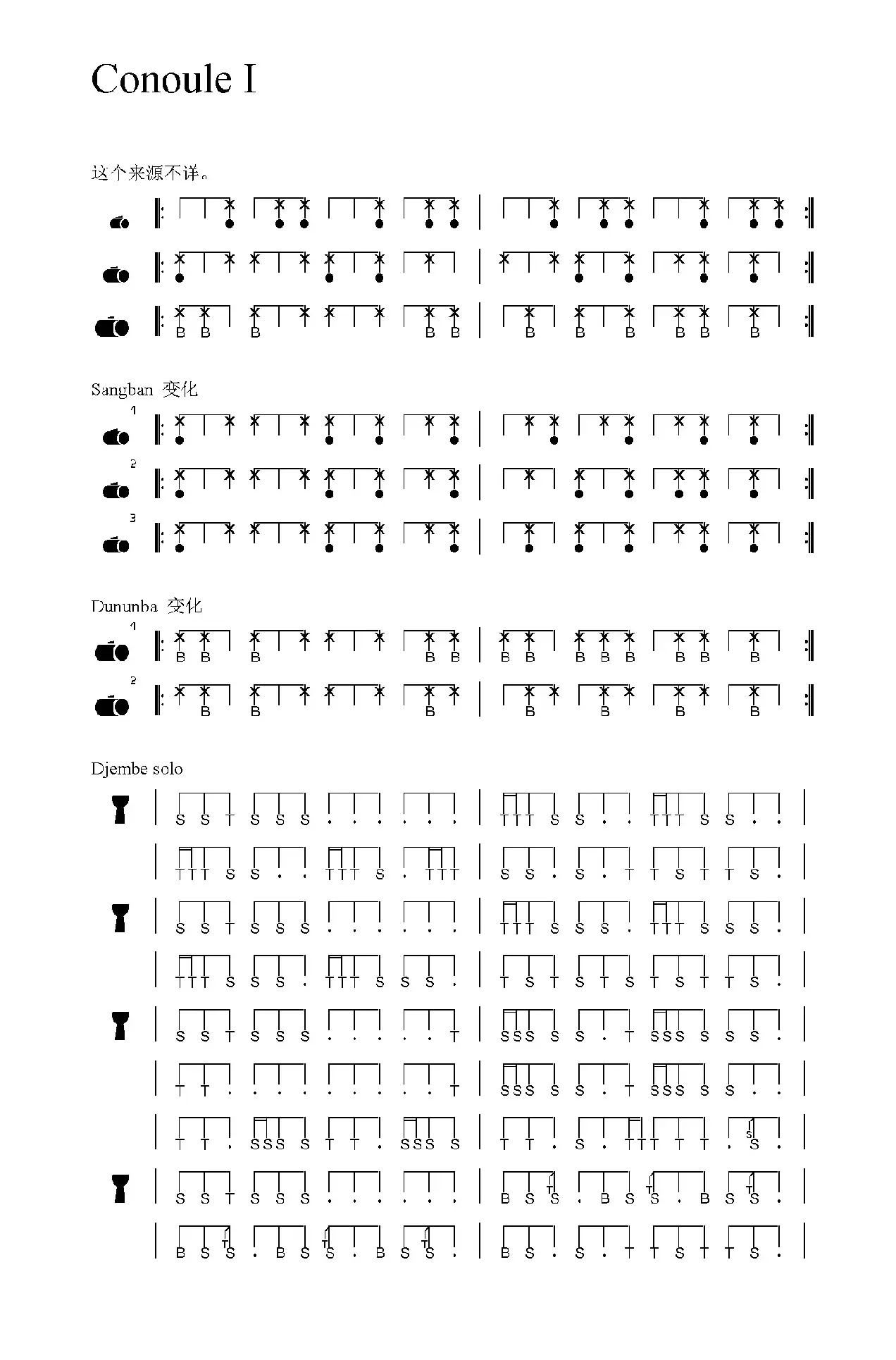 Conoule I（非洲手鼓谱）